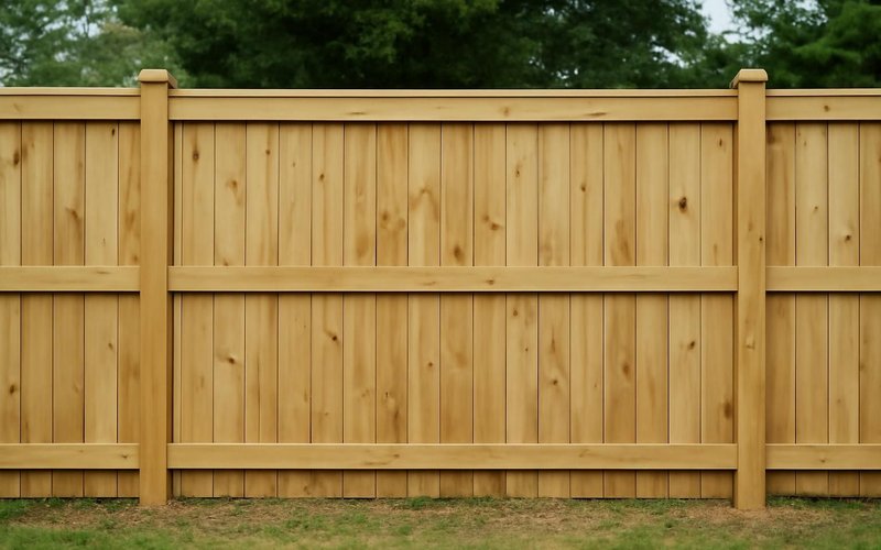 AI concept: Pressure-treated pine privacy fence with a flat top