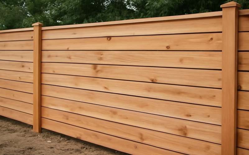 AI concept: Cedar privacy fence with horizontal boards