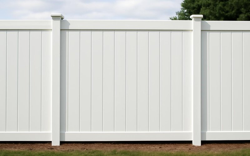 AI concept: White vinyl privacy fence panels
