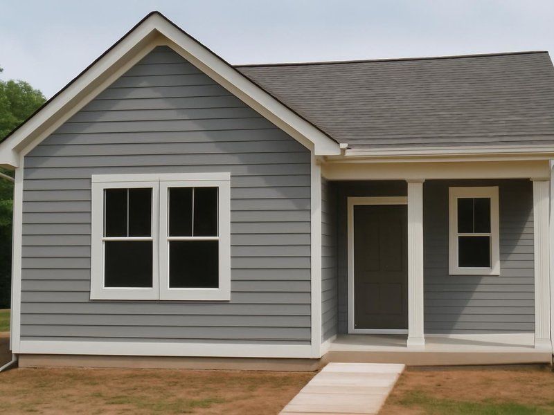 AI concept: Remodeled idea: house in factory-finished gray fiber cement lap