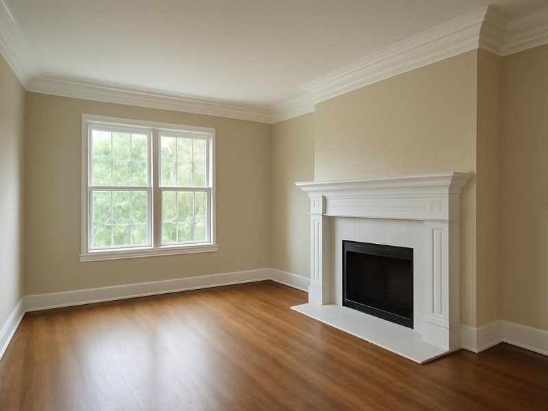 AI concept: Remodeled idea: living room with tall baseboard and three-piece crown