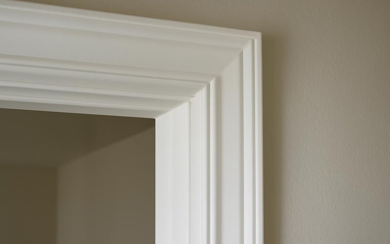 AI concept: Finger-joint pine casing primed and ready to paint