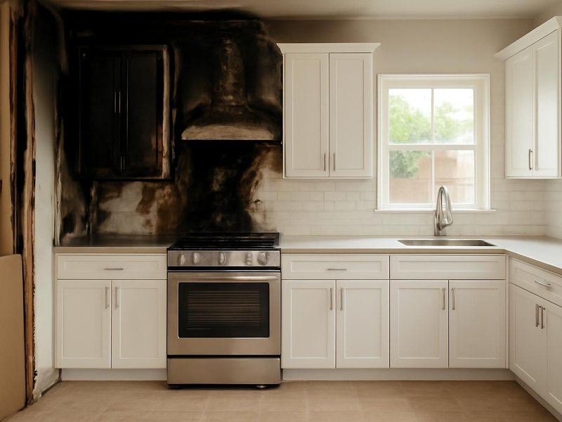 AI concept: Kitchen fire and rebuild