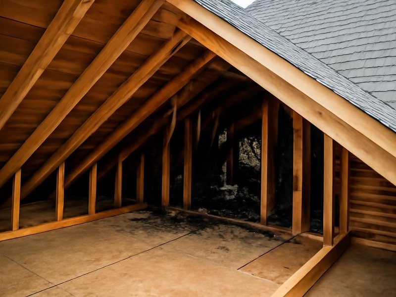 AI concept: Attic fire, roof rebuilt