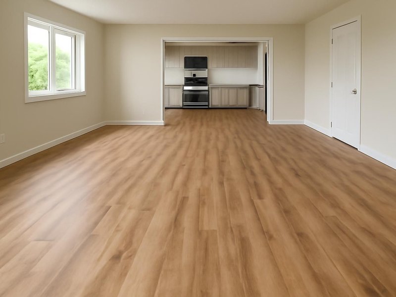 AI concept: Remodeled idea: one continuous laminate floor through the whole main level