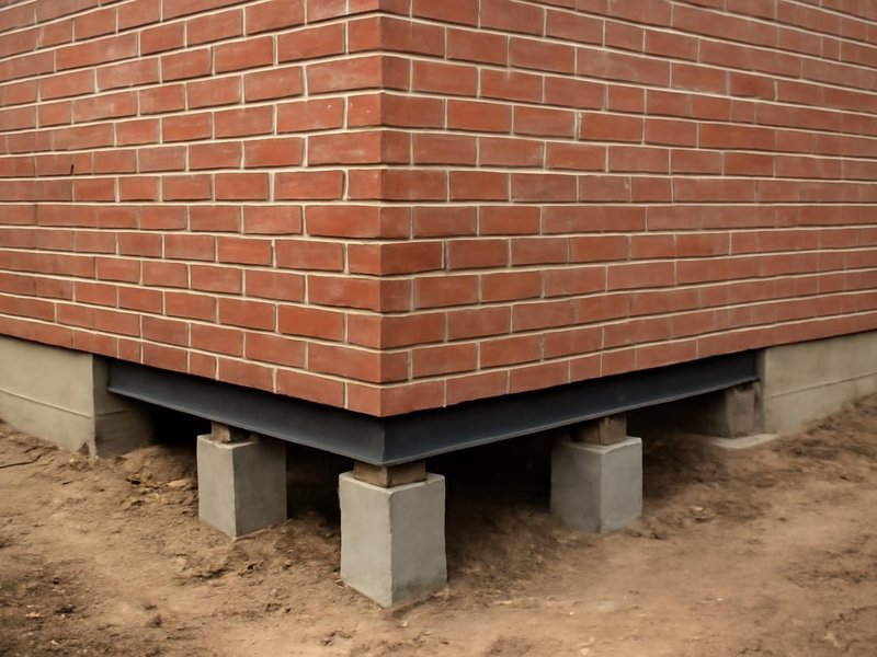 AI concept: Remodeled idea: corner underpinned with piers and the brick repointed
