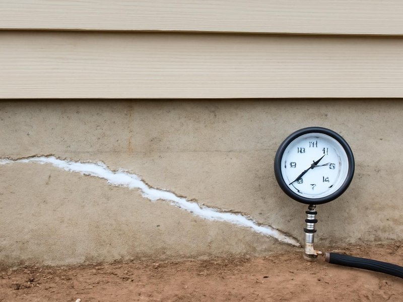 AI concept: Remodeled idea: crack injected and dry, with a monitor gauge beside it