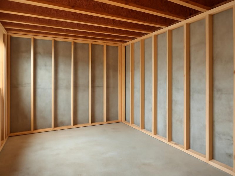 AI concept: Existing condition: bare concrete basement walls
