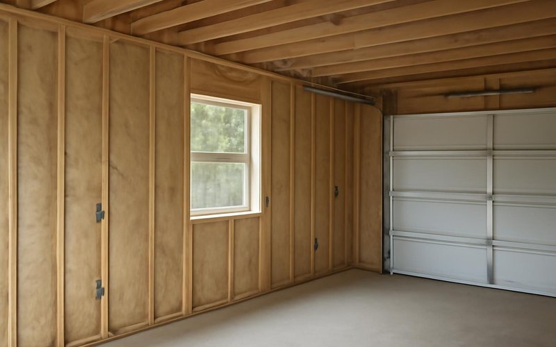 AI concept: Insulated garage walls with new wiring