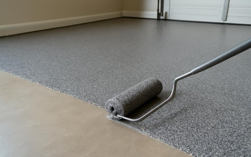 AI concept: Epoxy floor coating being spread
