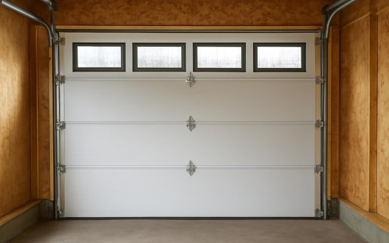 AI concept: Insulated steel garage door with windows
