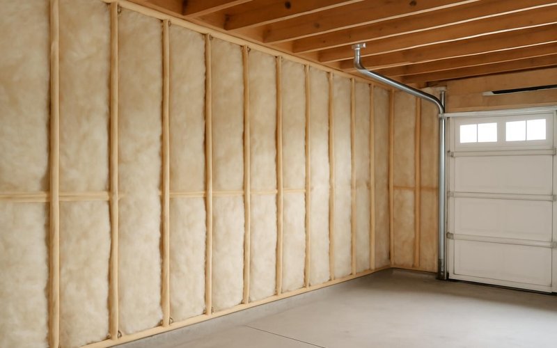 AI concept: Insulation being installed on garage walls
