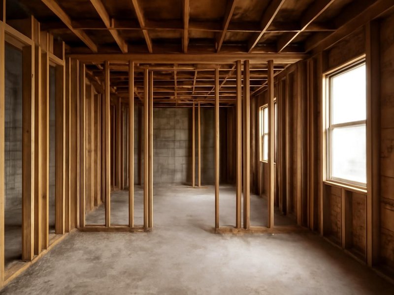 AI concept: Existing condition: condo stripped to bare studs and concrete