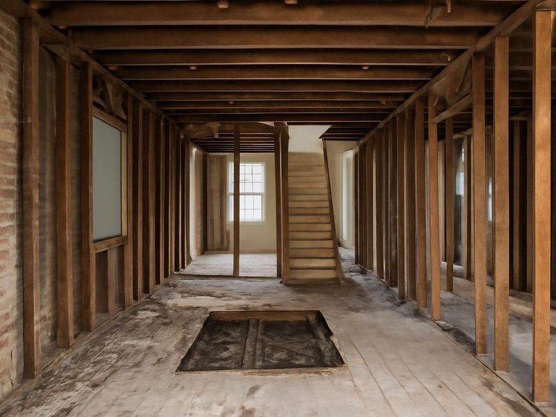 AI concept: Existing condition: rowhouse with small rooms and a failing floor