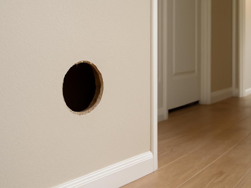 AI concept: Existing condition: doorknob-sized hole in a hallway wall