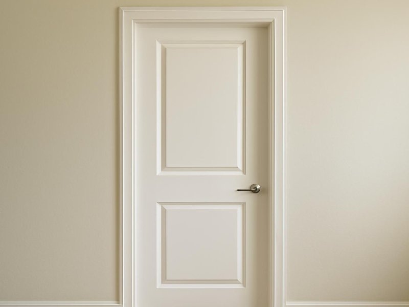 AI concept: A single closed interior door with one correctly installed brushed nickel lever handle