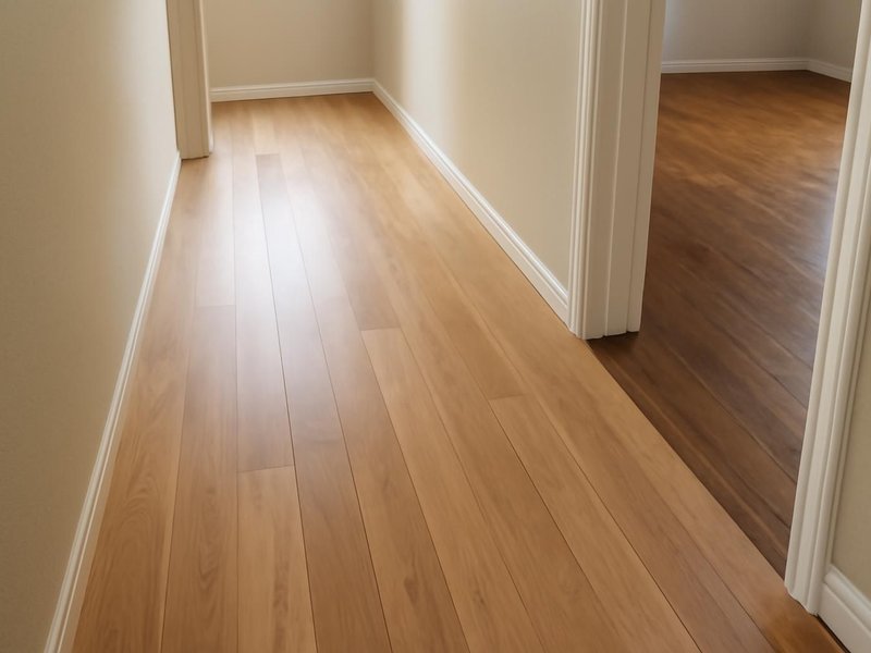 AI concept: Existing condition: vinyl in a hallway meeting old oak in the bedrooms