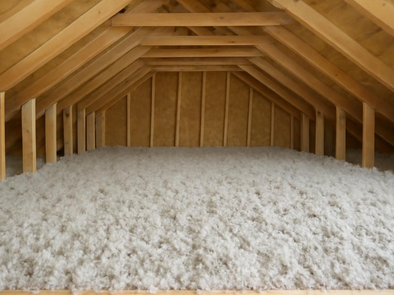 AI concept: Remodeled idea: attic with sealed gaps and 16 inches of blown cellulose
