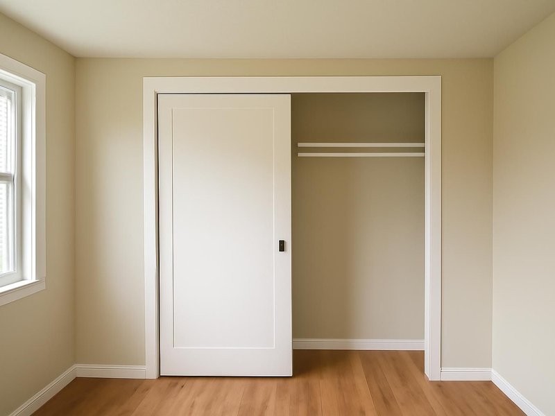 AI concept: Existing condition: bedroom closet with sliding doors and a single rod
