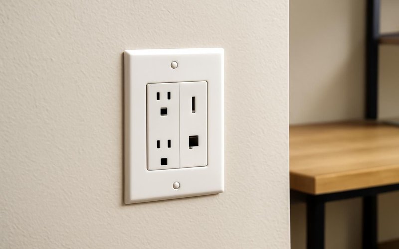 AI concept: Wall plate with power, USB-C and ethernet jacks