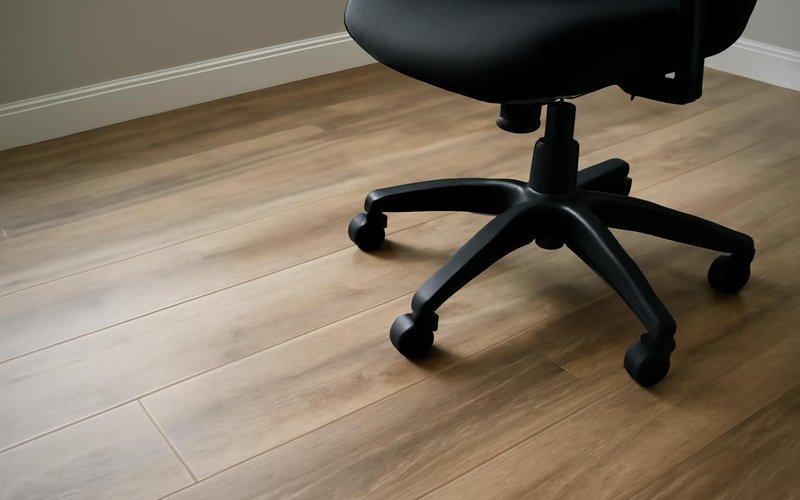 AI concept: Luxury vinyl plank floor under a desk chair