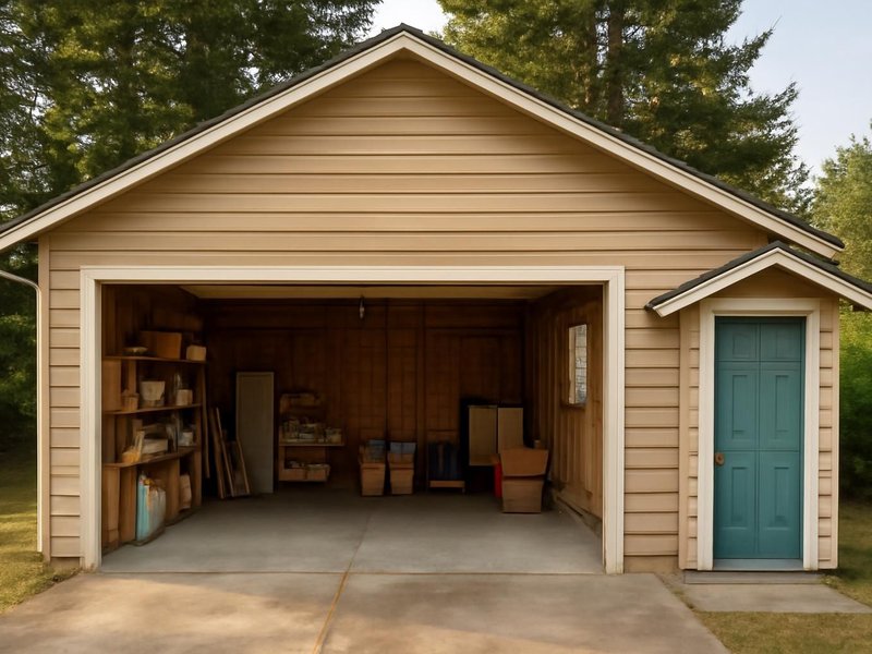 AI concept: Existing condition: detached two-car garage full of storage