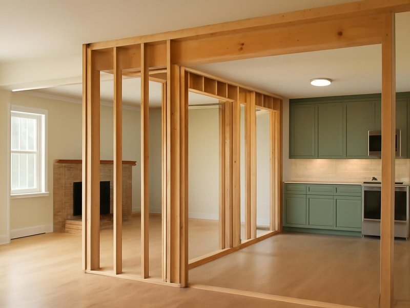 AI concept: Existing condition: bearing wall closing off a kitchen from the family room