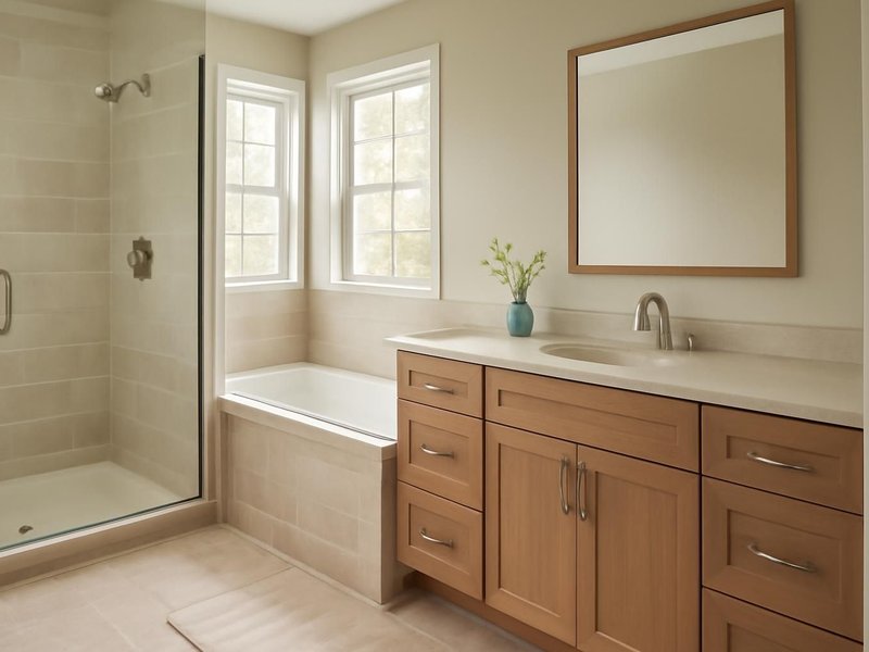 AI concept: Remodeled idea: the upstairs bath finished first, as the plan set out