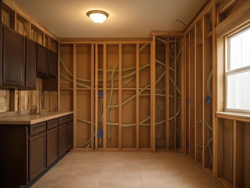 AI concept: Existing condition: dark kitchen lit by a single ceiling fixture