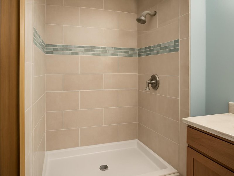 AI concept: Remodeled idea: shower with new grout and sealed joints