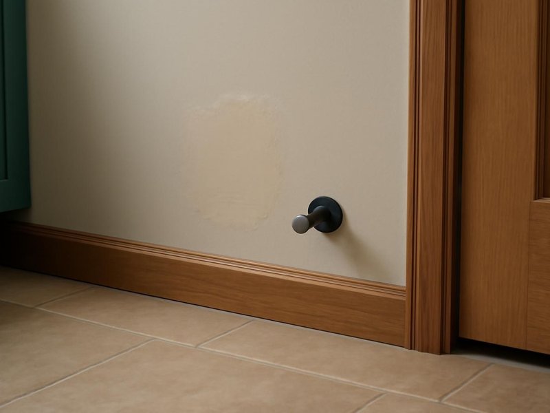 AI concept: Remodeled idea: patched wall with a door stop added so it does not happen again