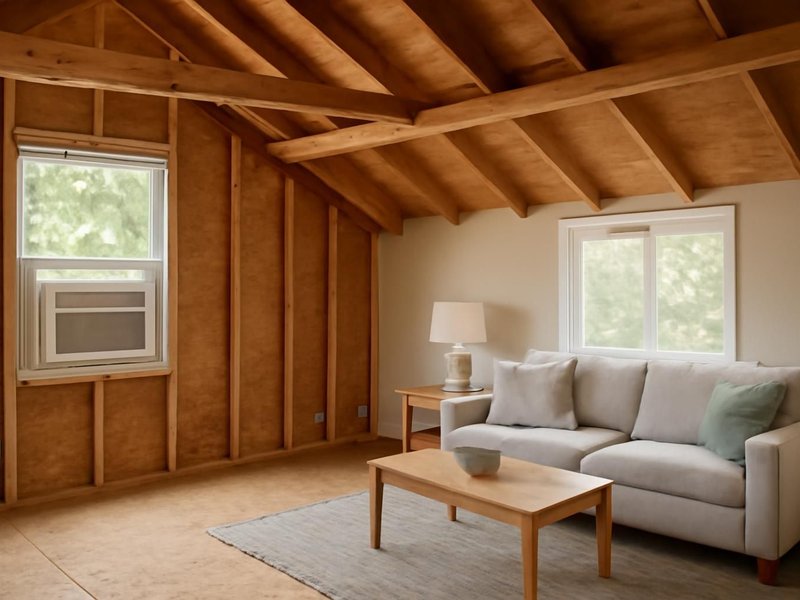 AI concept: Existing condition: finished attic cooled by a window air conditioner
