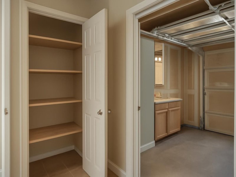 AI concept: Existing condition: hall linen closet next to the upstairs bathroom