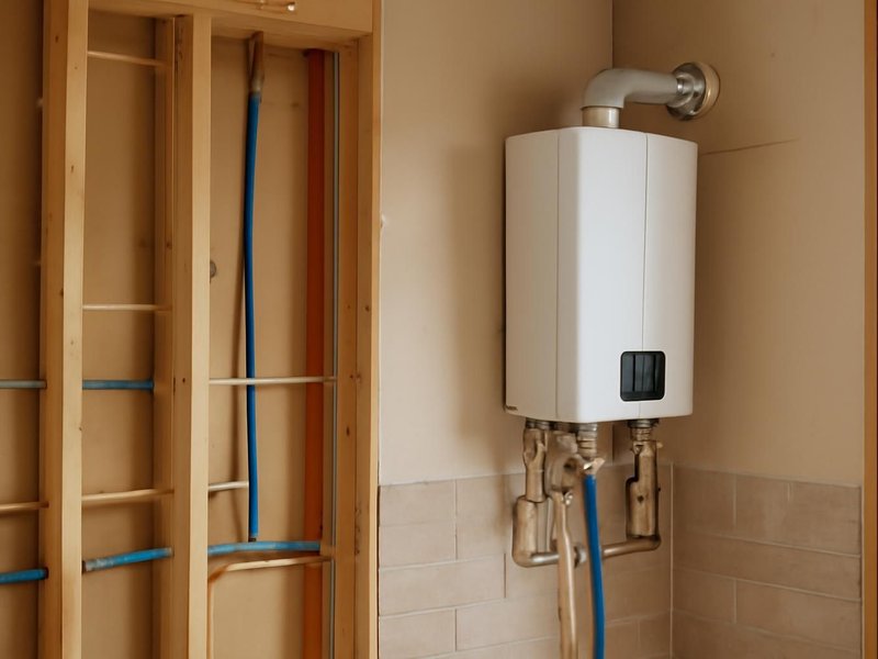 AI concept: Remodeled idea: wall-mounted tankless water heater with new venting