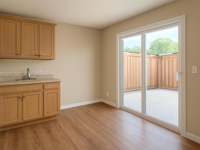 AI concept: Remodeled idea: suite with kitchenette and its own patio door