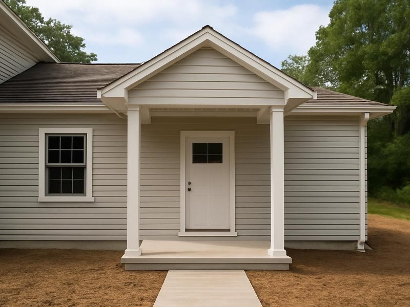 AI concept: Remodeled idea: attached one-bedroom wing with a covered entry