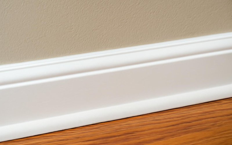 AI concept: Caulk bead along a baseboard and wall joint