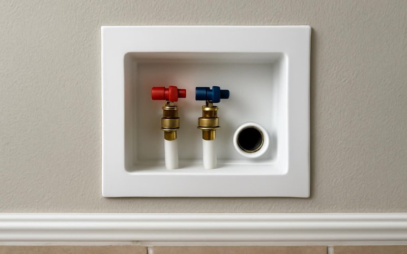 AI concept: Recessed washer outlet box with valves