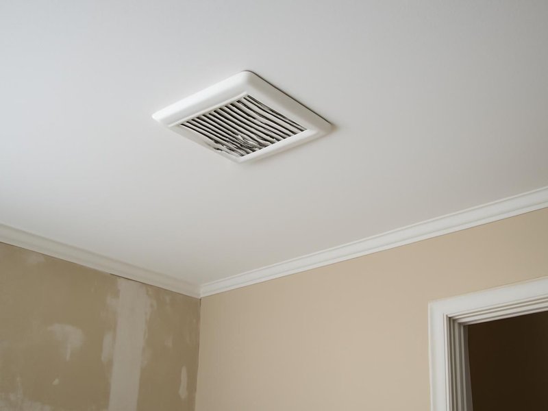 After: new ceiling, primed with mold-resistant paint and a vented fan