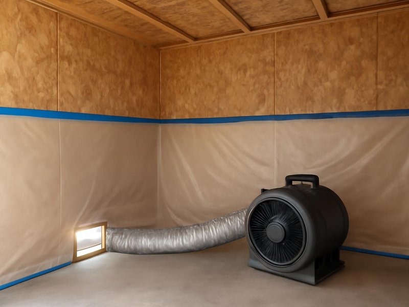 After: sheathing cleaned and sealed, fan ducted outside