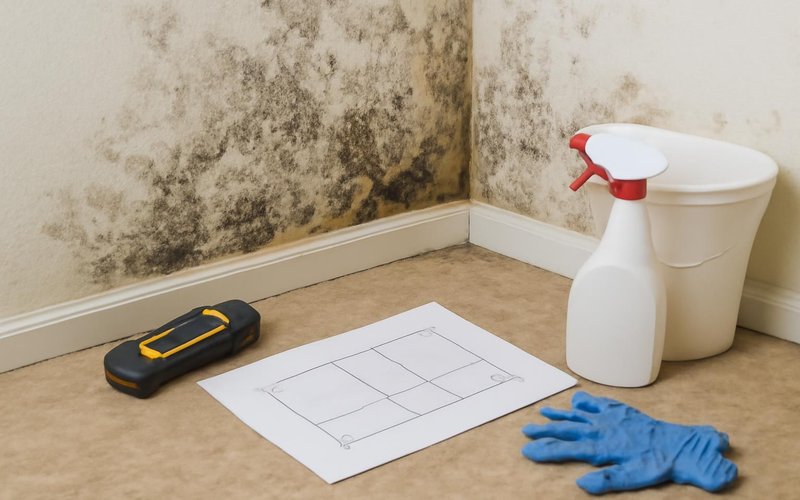 Crew lead reviewing a mold remediation plan