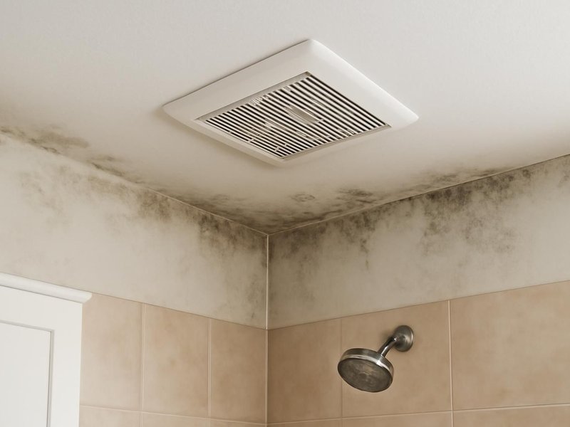 Bathroom ceiling, fan added