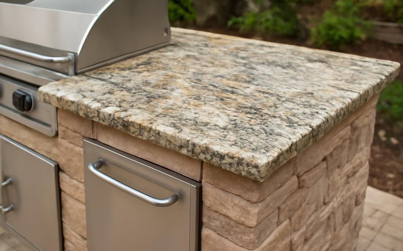 AI concept: Granite countertop on an outdoor kitchen