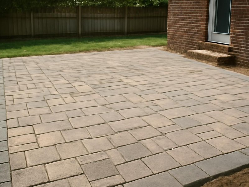 AI concept: Remodeled idea: relaid patio on a new base with polymeric sand