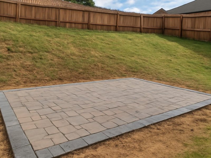 AI concept: Existing condition: sloped backyard with no flat space to sit