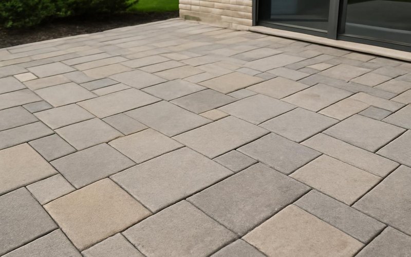 AI concept: Techo-Bloc slab pavers on a modern patio