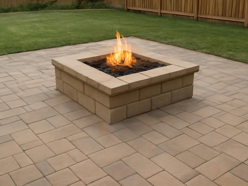 AI concept: Slab patio with gas fire pit