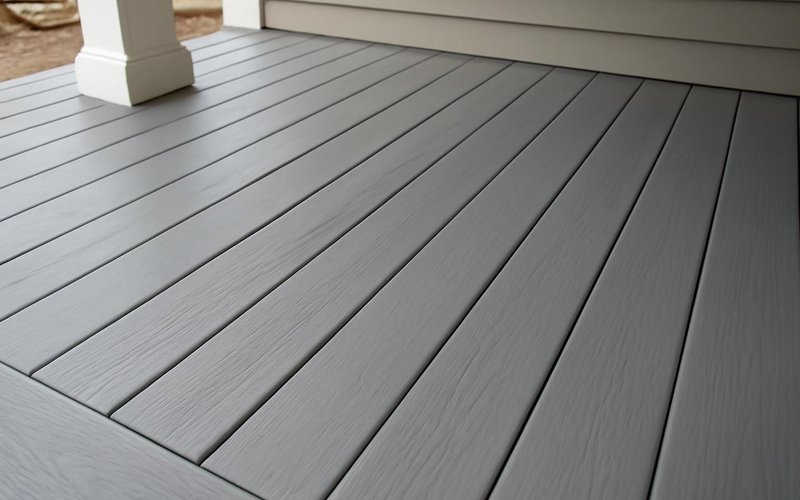 AI concept: Gray tongue-and-groove porch floor boards