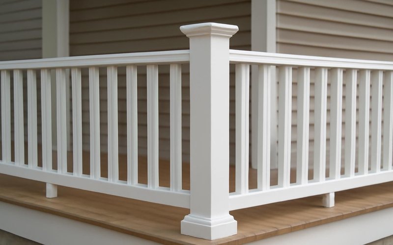 AI concept: White porch railing with square balusters
