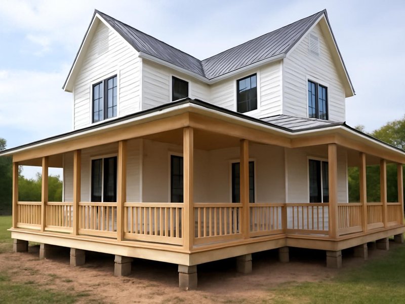 AI concept: Wraparound porch, farmhouse